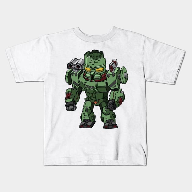 Green Cannon Machine Chibi Kids T-Shirt by GodPunk